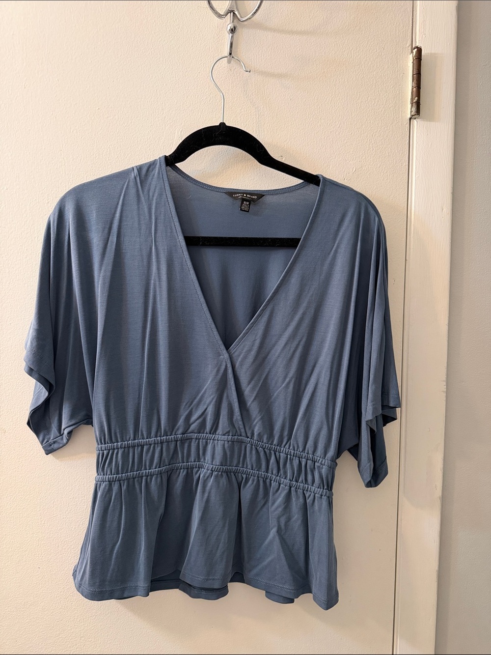 Lucky Brand Blue V-Neck Peplum Top